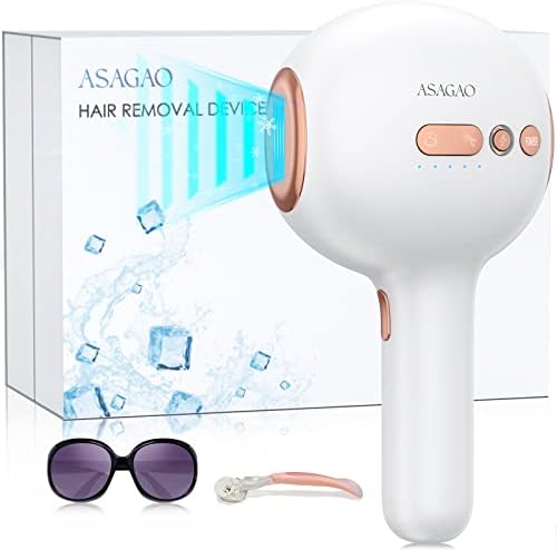 ASAGAO Laser Hair Removal for Women and Men, IPL Hair Removal with Sapphire Ice-Cooling for Painless, Hair Removal Device 60W at Home Use for Whole Body Unlimited Flashes FDA Cleared