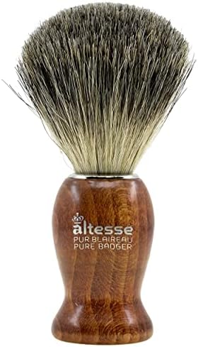 Altesse 78310 Russian Grey Badger Shaving Brush for Shave Cream, Shaving Soap, Shaving Cream Foam and Lather for Wet Shave With Shaving Razor, Safety Razor, and Straight Razor. Made in France