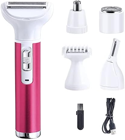 5 in 1 Electric Razor for Women Removal for Body Nose Hair Trimmer Face Shavers Eyebrow Legs Armpit Bikini Area Pubic Underarms Painless Rechargeable Portable Facial Hair Removal